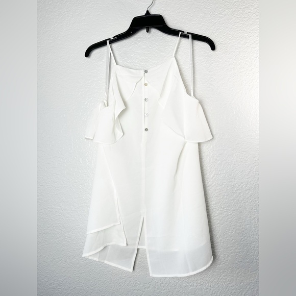 Doe & Rae White High Neck Tank Top with Ruffle - Picture 2 of 3